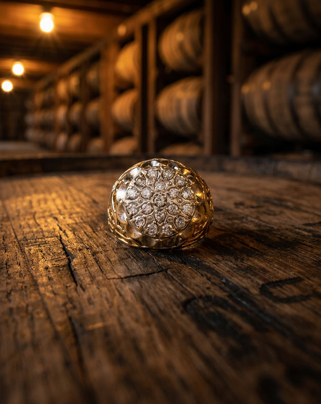 0.50ctw Round Brilliant Diamond Kentucky Cluster Ring with Scroll Sides in 14k Two-Tone Gold