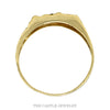 Front-facing view of the nugget textured band with vertical diamond row in 10k yellow gold - Thumbnail 3