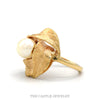 Side profile of the 14k yellow gold double pearl leaf bypass ring - Thumbnail 2