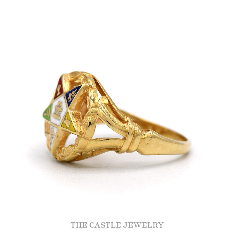 Side profile of the 14k yellow gold OES star ring