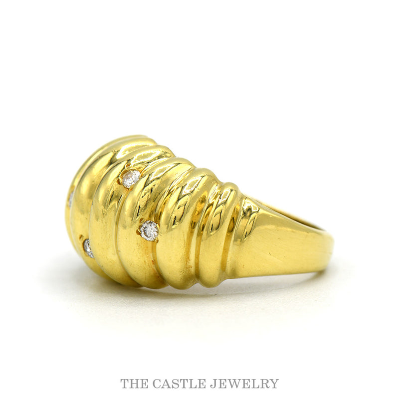 Side profile of the 18k yellow gold croissant dome ring