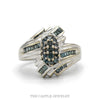 10k white gold blue diamond marquise cluster bypass ring — top view - Thumbnail 1