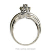 Front-facing view of the 10k white gold blue diamond cluster ring - Thumbnail 3