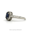 Side profile of the 10k white gold sapphire halo ring - Thumbnail 2