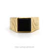 10k yellow gold men's square black onyx signet ring — top view - Thumbnail 1