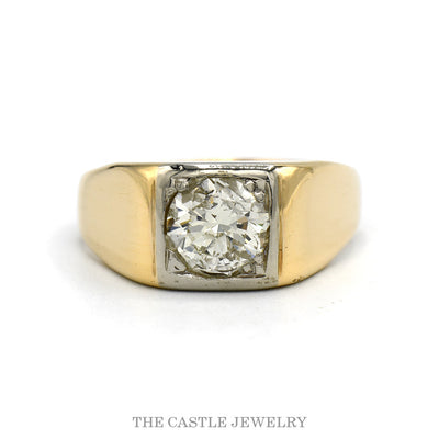 10k yellow gold men's approx 2ct diamond solitaire ring — top view