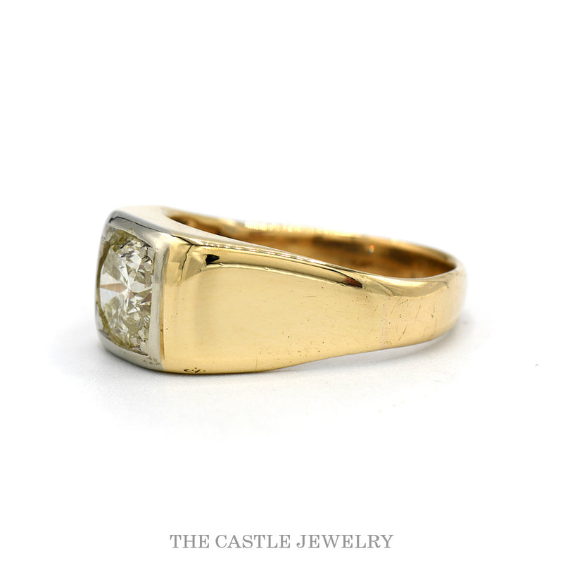 Side profile of the 10k yellow gold men's diamond solitaire