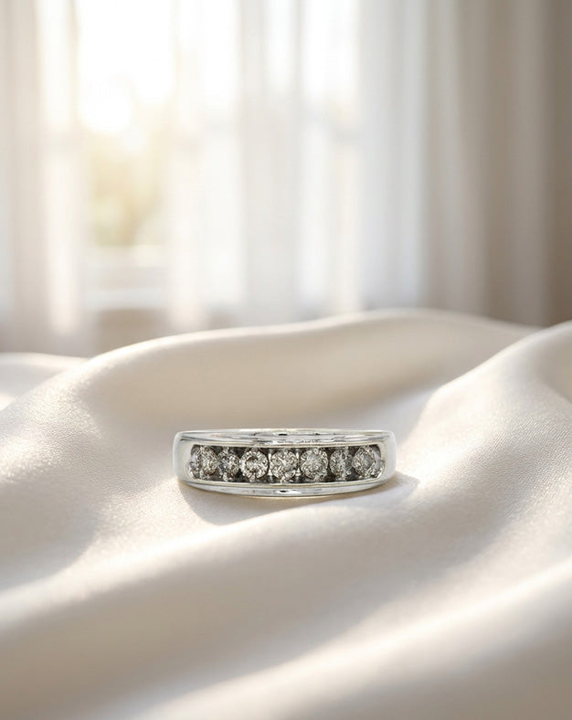 0.70cttw Round Brilliant Diamond Channel Set Band in 10k White Gold