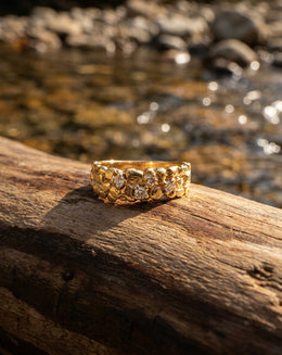 0.15cttw Diamond Nugget Design Band in 14k Yellow Gold