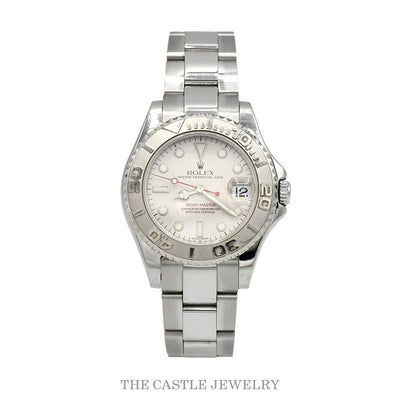 Rolex Yacht-Master 168622 with platinum dial on Oyster bracelet — front view