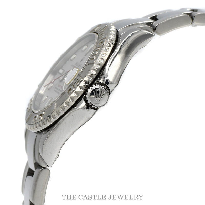 Crown and bezel detail on Rolex Yacht-Master 168622