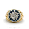 14k yellow gold sapphire and diamond Kentucky cluster ring — top view - Thumbnail 1