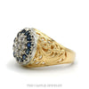 Side profile of the 14k yellow gold Kentucky cluster ring showing the domed head and filigree shoulders - Thumbnail 2
