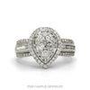 14k white gold pear shaped diamond cluster halo ring — top view - Thumbnail 1