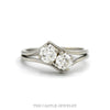 14k white gold double diamond bypass ring — top view - Thumbnail 1