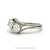 Side profile of the 14k white gold double diamond bypass ring showing the split shank - Thumbnail 2
