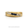 14k yellow gold band with sapphires and diamonds nick set on the diagonal — top view - Thumbnail 1