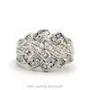 10k white gold round and baguette diamond multi row bypass band — top view - Thumbnail 1