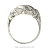 Front-facing view of the woven round and baguette diamond band in 10k white gold - Thumbnail 3