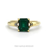 Emerald-Cut Emerald Ring with Diamond-Accented Shoulders in 10k Yellow Gold