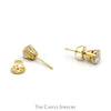 0.9cttw Round Diamond Stud earrings with Screw Backs in 14k Yellow Gold - Thumbnail 3