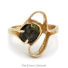10k Yellow Gold Ring Featuring Open Free Form Design and Oval Cabochon Black Star Gemstone - Thumbnail 1
