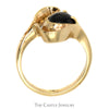 10k Yellow Gold Ring Featuring Open Free Form Design and Oval Cabochon Black Star Gemstone - Thumbnail 2