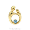 Mother and Child Pendant with Round Blue Topaz Accent in 14k Yellow Gold - Thumbnail 1