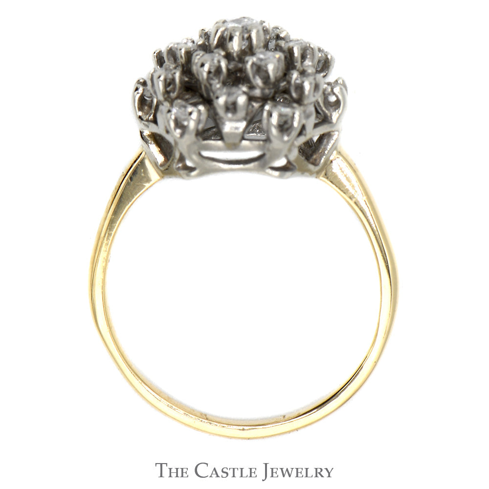 1/2cttw Round Shaped Diamond Cluster Ring in 14k Yellow Gold