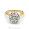 1cttw 7 Round Brilliant Cut Diamond Flower Cluster Ring in 14k Yellow Gold - Thumbnail 1