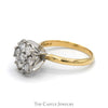 1cttw 7 Round Brilliant Cut Diamond Flower Cluster Ring in 14k Yellow Gold - Thumbnail 3