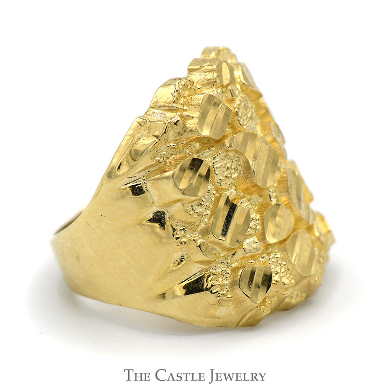 Wide Tapered Nugget Style Ring in 10k Yellow Gold - Size 6.5