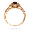 Pear Cut Garnet Ring with Diamond Halo and Accented Split Shank Sides in 10k Rose Gold - Thumbnail 2