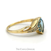 Pear Shaped Blue Topaz Ring with Illusion Set Diamond Accents in 10k Yellow Gold - Thumbnail 3