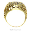 3/4cttw Diamond Kentucky Cluster Ring in 10k Yellow Gold with Open Filigree Sides - Thumbnail 2