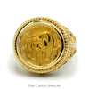 1986 Panda Gold Coin Ring in 14k Yellow Gold Open Filigree Mount - Thumbnail 1