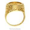 1986 Panda Gold Coin Ring in 14k Yellow Gold Open Filigree Mount - Thumbnail 2