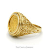 1986 Panda Gold Coin Ring in 14k Yellow Gold Open Filigree Mount - Thumbnail 3