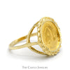 24K Gold 1987 Panda Coin Ring in 14k Yellow Gold Rope Designed Bezel Mount - Thumbnail 3