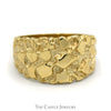 Men's Nugget Design Tapered Band Ring in 10k Yellow Gold - Thumbnail 1