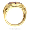 Men's Double Red Stone Masonic Ring in 10k Yellow Gold - Size 9.75 - Thumbnail 2