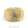 Two Tone Square & Compass Masonic Ring in 10k White and Yellow Gold - Thumbnail 1