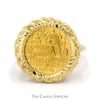 24K Gold 1989 Panda Coin Ring in 14k Yellow Gold Rope Designed Bezel Mount - Thumbnail 1