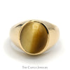 Men's Oval Cabochon Yellow Cat's Eye Dome Ring with Polished Sides in 10k Yellow Gold - Thumbnail 1
