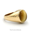 Men's Oval Cabochon Yellow Cat's Eye Dome Ring with Polished Sides in 10k Yellow Gold - Thumbnail 3