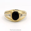 Oval Cut Black Onyx Ring with Diamond Accents in 10k Yellow Gold - Thumbnail 1