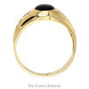 Oval Cut Black Onyx Ring with Diamond Accents in 10k Yellow Gold - Thumbnail 2