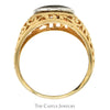 Two Tone Signet Ring with Open Filigree Designed Sides in 14k Yellow & White Gold - Thumbnail 2
