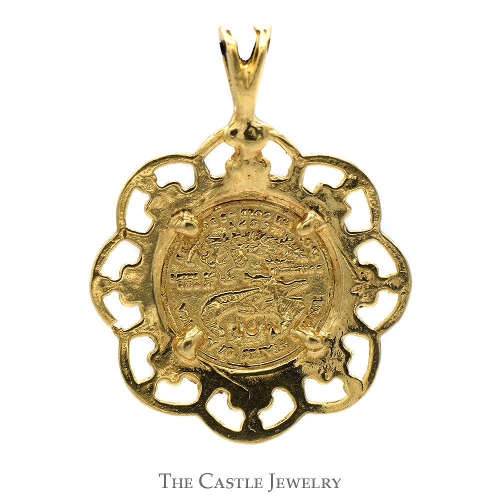 Liberty Coin Pendant with Open Beaded Bezel in 10k Yellow Gold