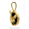 Round Black Onyx Eagle Pendant in 10k Yellow Gold - Thumbnail 2
